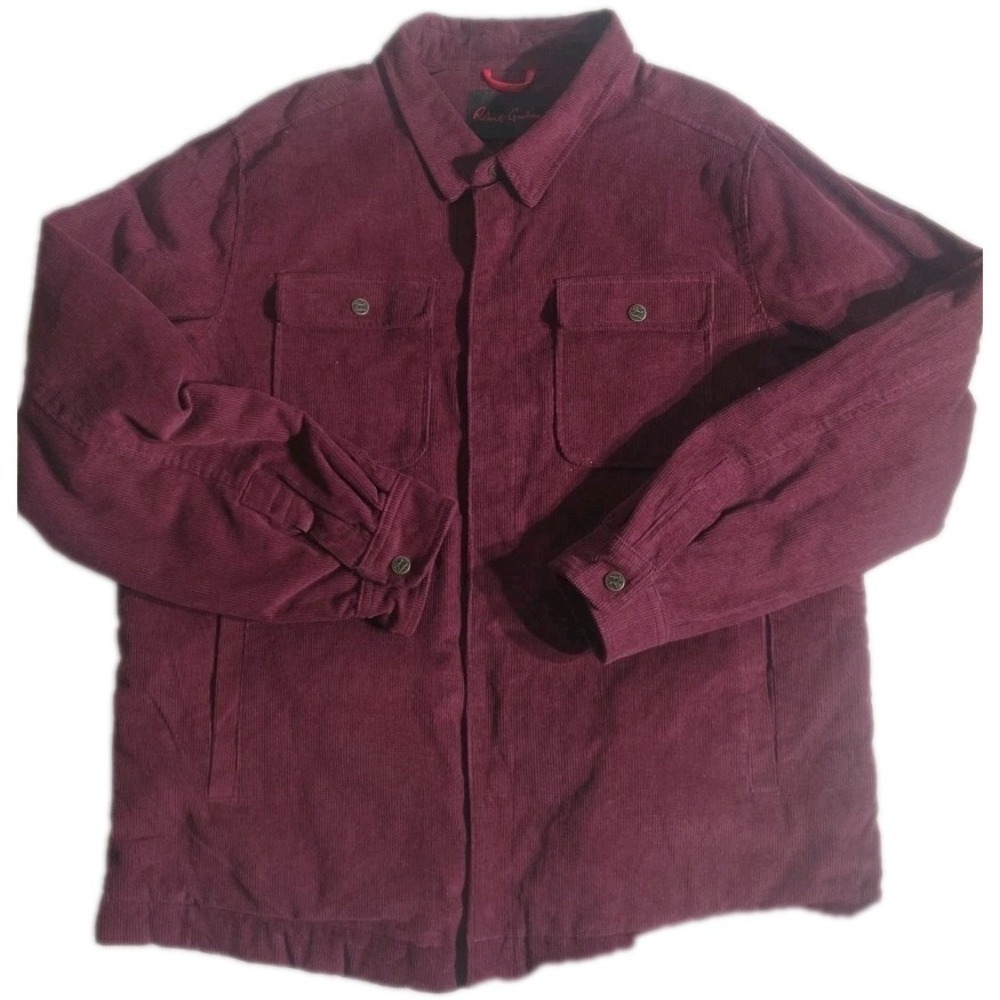 Robert Graham Corduroy Quilted Lined Shirt‎ Jacket Burgundy XL